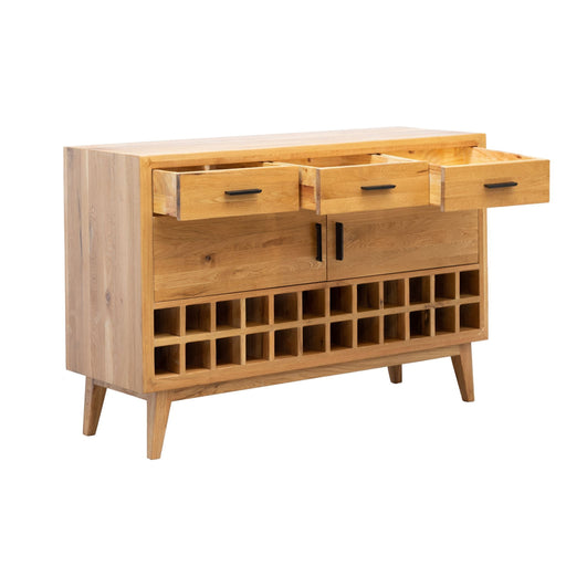 Kubic Medium Oak Buffet with Wine Rack - Mainland Furniture NZ