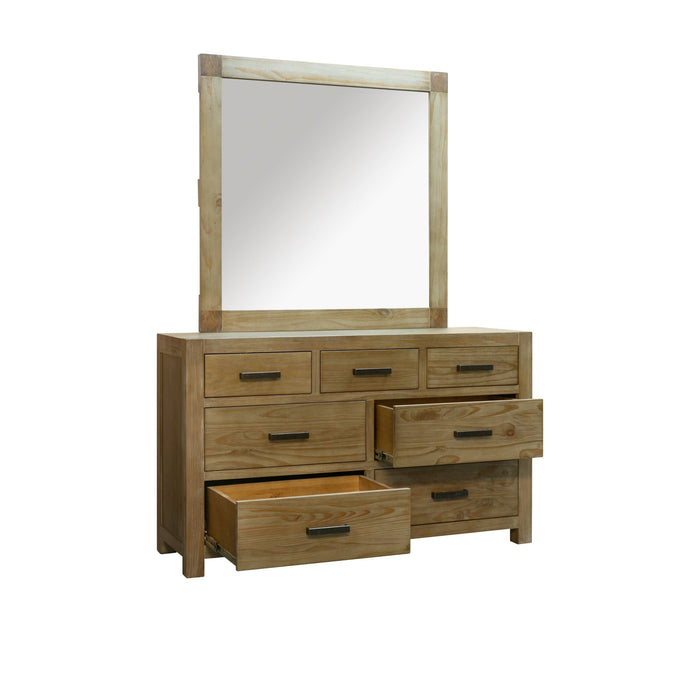 VAN-DRFM Vancouver 7 Drawer NZ Pine Dresser & Mirror Default