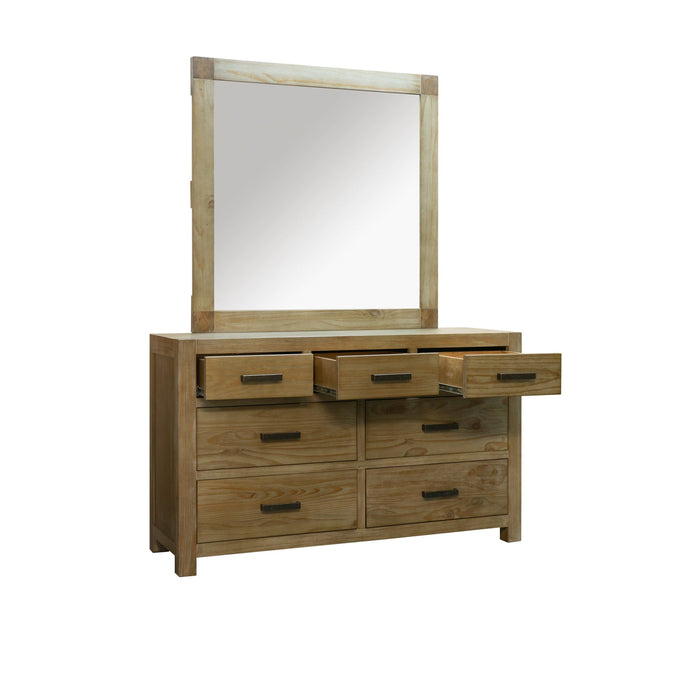 VAN-DRFM Vancouver 7 Drawer NZ Pine Dresser & Mirror Default