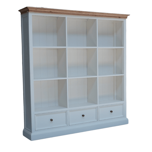 Versailles Large Oak White Bookcase with 3 Drawers