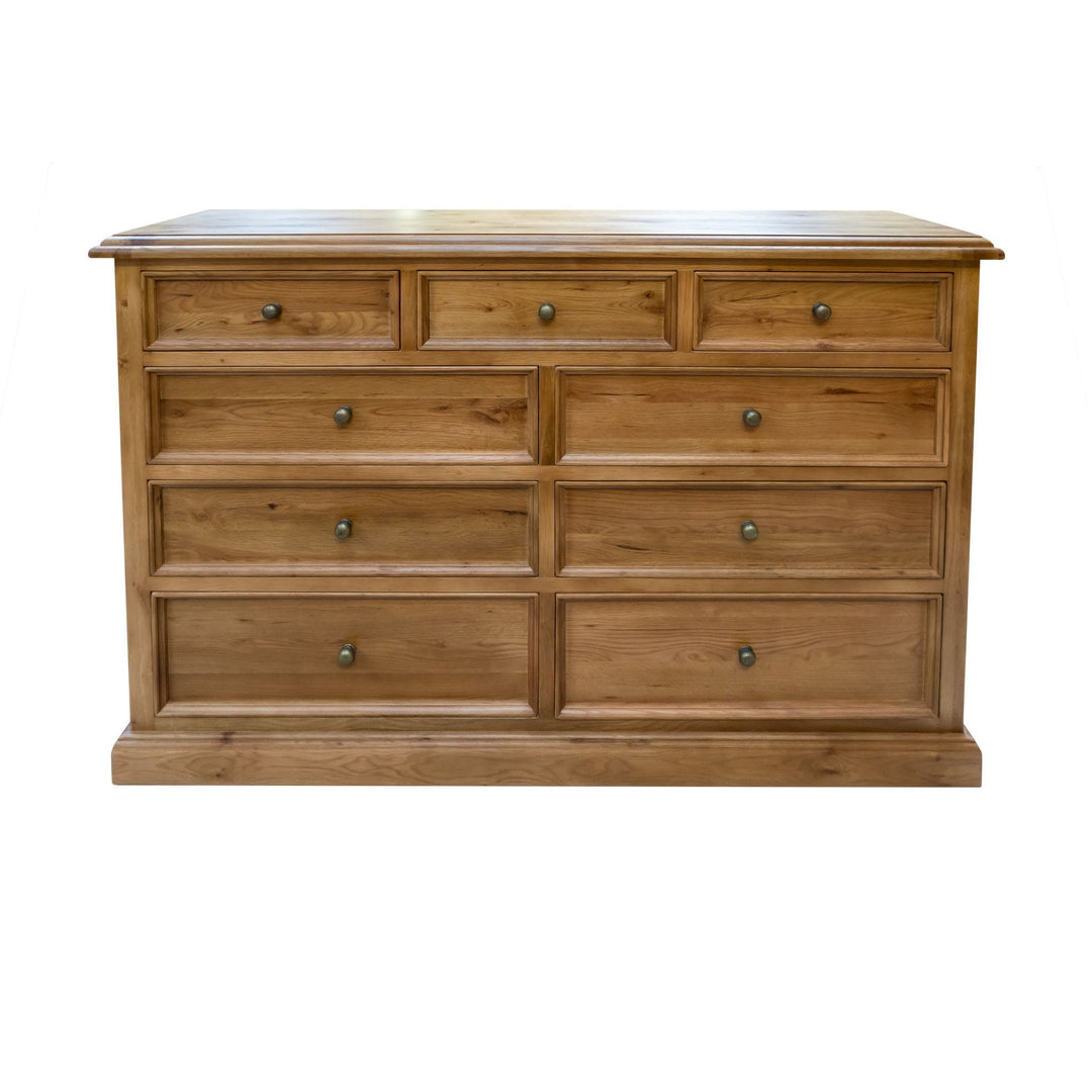 Versailles Oak 9 Drawer Extra Large Dresser