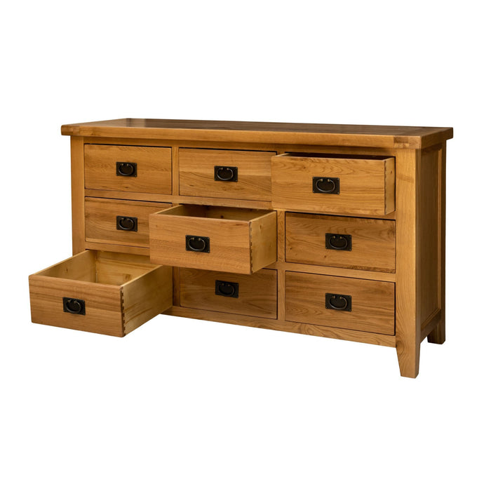 Yes 9 Drawer Oak Lowboy